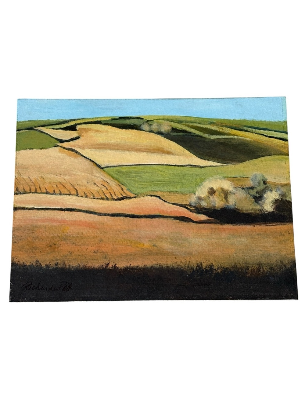 Richard Patt Acrylic Farm Field Scene Original Artwork Wisconsin Landscape 12x16